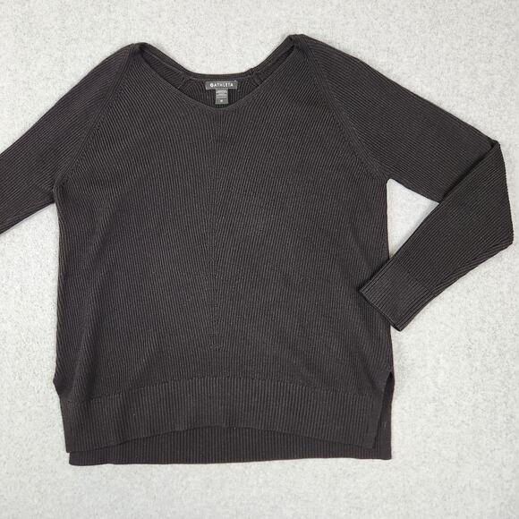Athleta Sweater Womens Size Medium Merino Extra Fine Wool Blend Black - Picture 3 of 13
